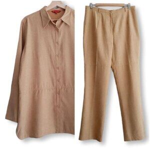 ERIC ALEXANDRE Faux Suede Shirt Jacket & Pants Set Tan Sz L | Eur 46
